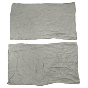 Garnet Hill King Size Linen Pillowcases Set‎ of 2 Light Green Button Closure
